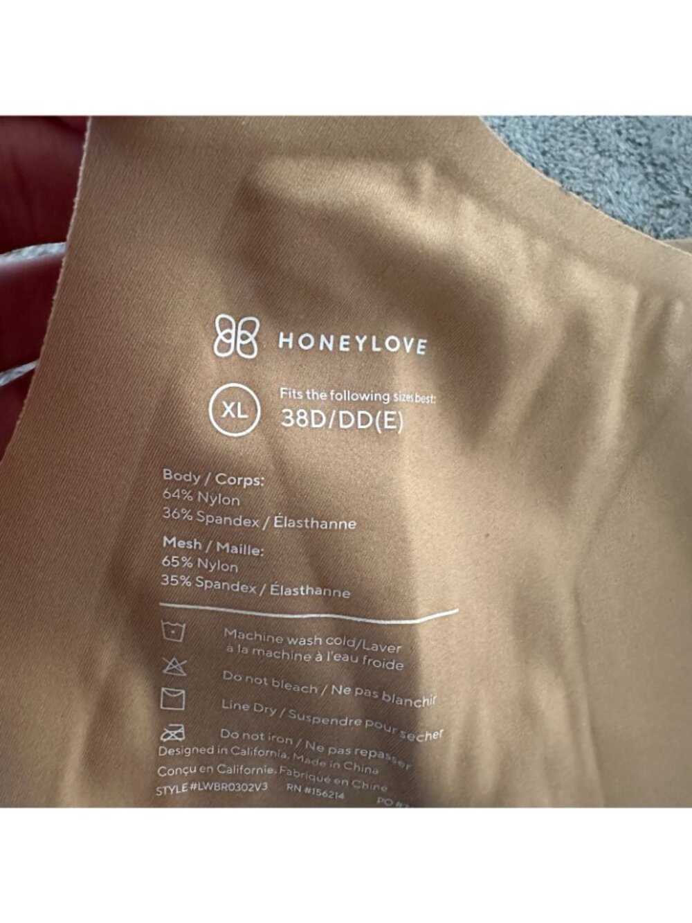 Honeylove Crossover Bra Women's size XL 38D 38DD 38E Wireless - Picture 4 of 4